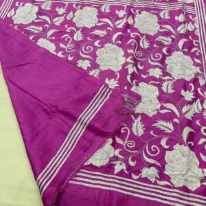 Bishnupuri Silk Kantha Stitch Saree – Diwali Special | s49
