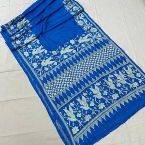 Bangalore Silk Kantha Stitch Saree – Diwali Special | s43