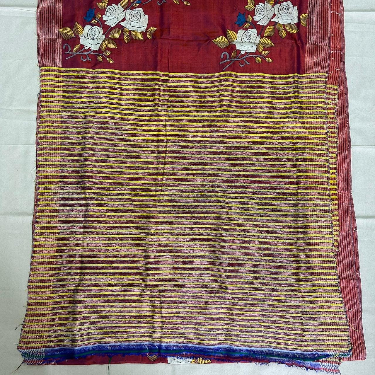 Bishnupuri Silk Kantha Stitch Saree |s60 2