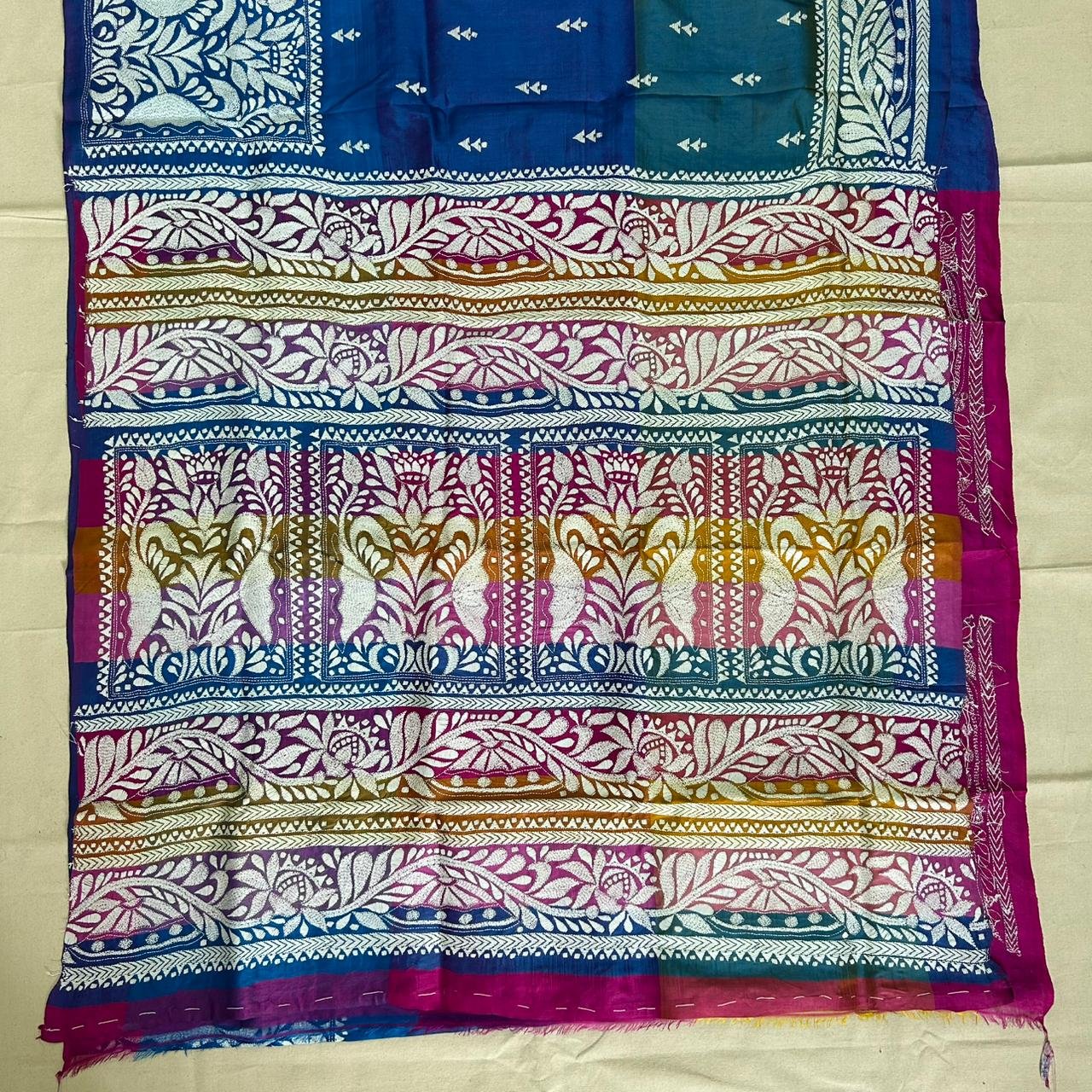 Bishnupuri Silk Kantha Stitch Saree |s61 1