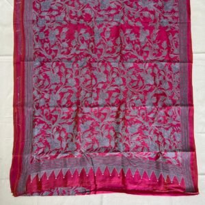Bishnupuri Silk Reverse Kantha Stitch Saree |s63