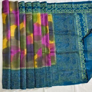 Gachi Dyed Reverse Kantha Stitch Saree |s64