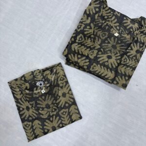 Dark Navy and Beige Bhagalpur Tussar Kurti | K 21