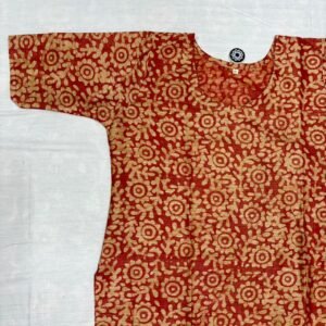 Dark Orange and Beige Bhagalpur Tussar Kurti | K20