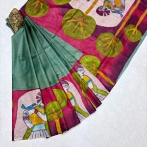 Dyed Tussar Silk with Stunning Hand-Painted Designs | S68