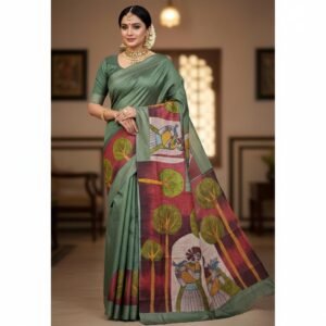 Dyed Tussar Silk with Stunning Hand-Painted Designs | S68