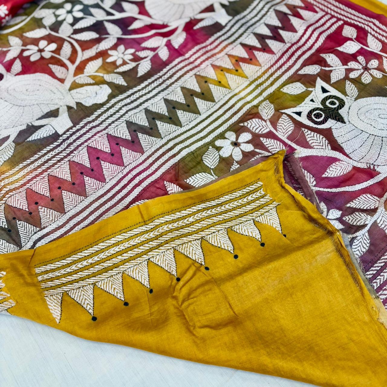 Elegant Tusshar Hand-Stitched Fabric Saree | S69 6 Elegant Tusshar Hand-Stitched Fabric Saree | S69 - Image 4