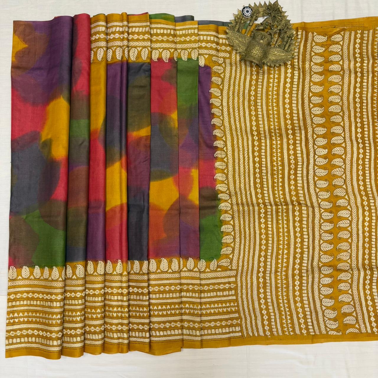 Tussar Dyed Saree - Elegant Design | S78 4 Tussar Dyed Saree - Elegant Design | S78 - Image 2