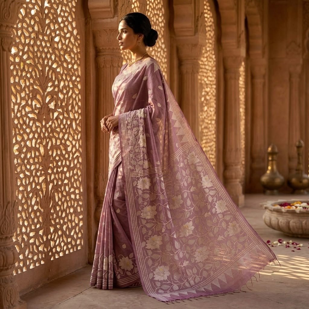 Tussar Dye Saree - Elegant & Timeless | s115 4 Tussar Dye Saree - Elegant & Timeless | s115 - Image 2